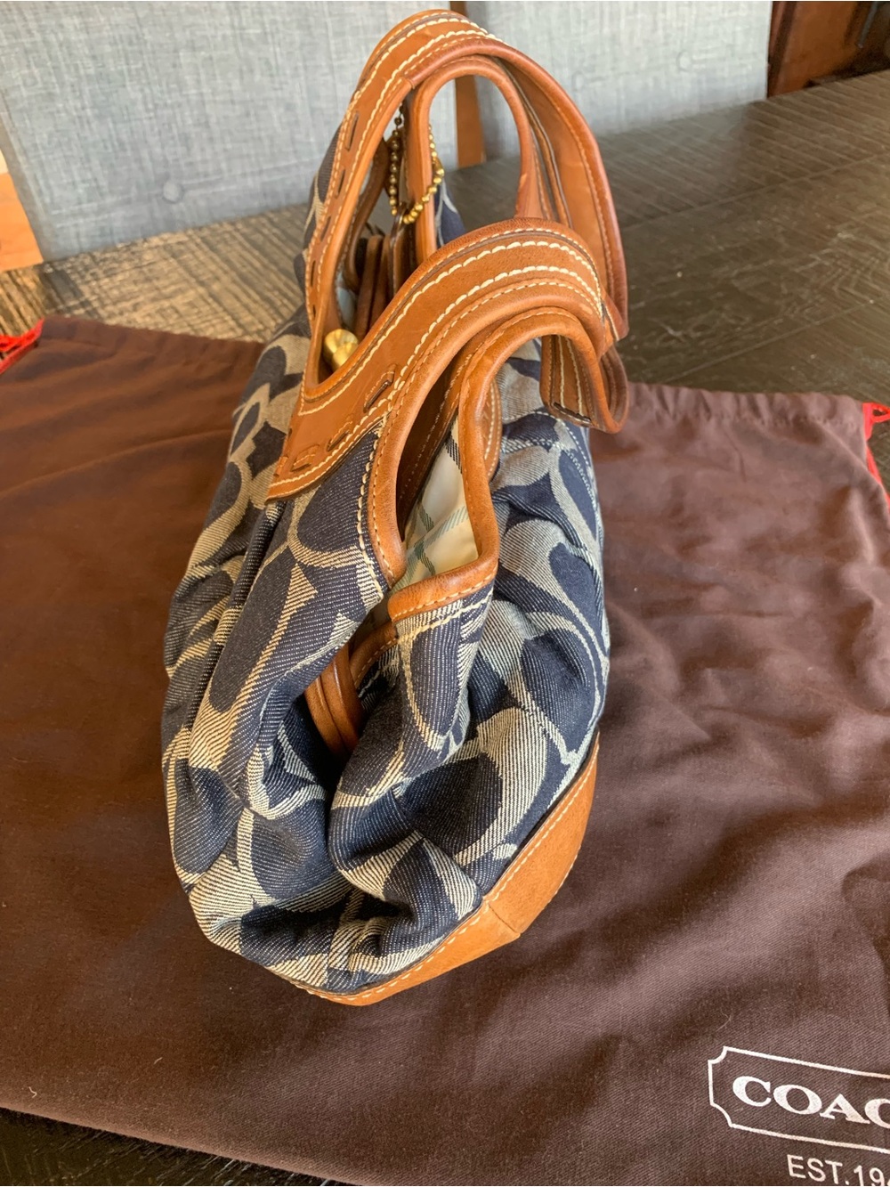 Coach Blue and Tan Ergo Hobo Denim Bag - Picture 7 of 7